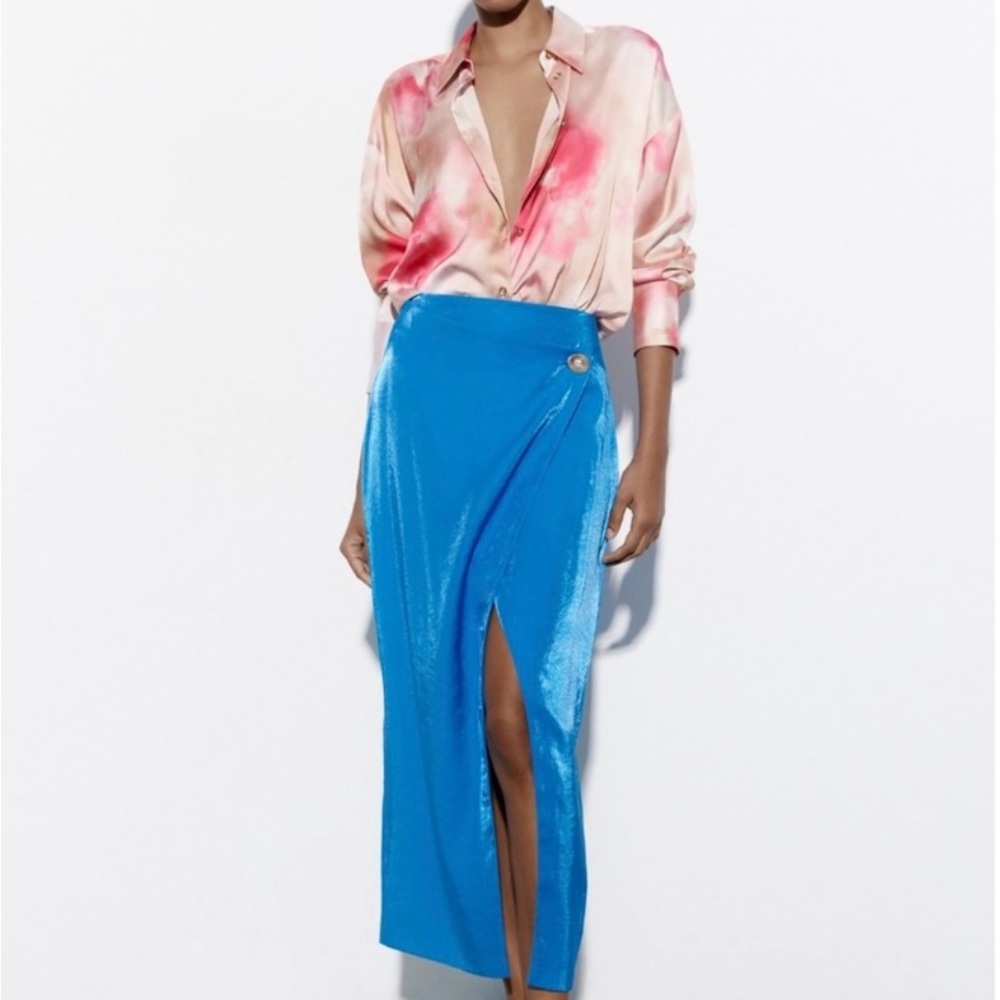 Zara Satin Effect Wrap Skirt